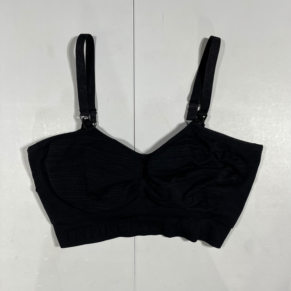 Kindred Bravely Sublime Hands-Free Pumping Nursing Bra‎ Black Ribbed Size Large
